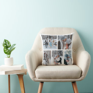 Custom Five Foto Collage Throw Pillow Kissen