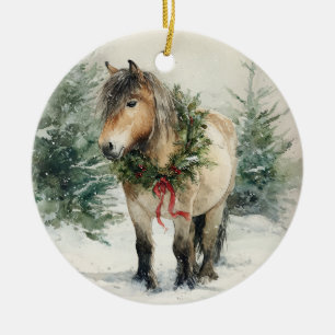 Custom Fjord Horse Weihnachtsgeschenk Keramik Ornament