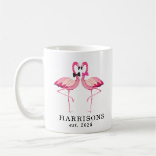Custom flamingo Newlywed Couple's Name Script Kaffeetasse