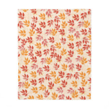 Custom Fleece Blanket Autumn Leaves Muster
