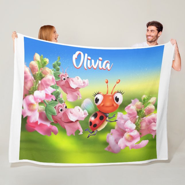 Custom Fleece Decke (80 x 60") Ladybug Blume. (Beispiel)