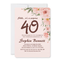 Custom Floral 40. Geburtstag Einladung