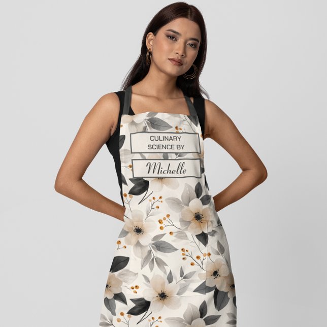 Custom Floral Apron – Culinary Science by [Name] Schürze (Von Creator hochgeladen)