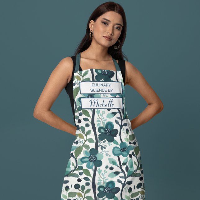Custom Floral Apron – Culinary Science by [Name] Schürze (Von Creator hochgeladen)
