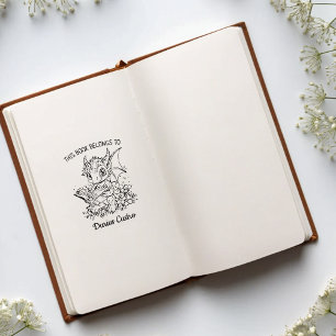 Custom Floral Baby Dragon Reading Buchzeichen Gummistempel