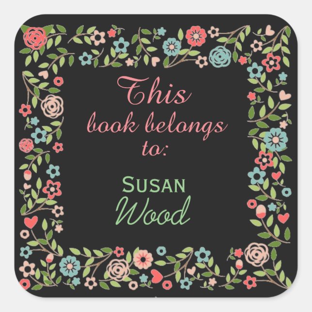 Custom Floral Book Sticker (Vorderseite)