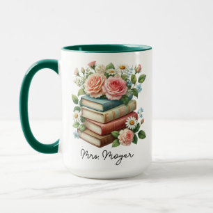Custom Floral Books Lehrer Wertschätzung Bibliothe Tasse