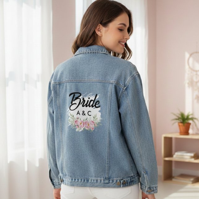 Custom Floral Bride Denim Jacket (Créateur téléchargé)