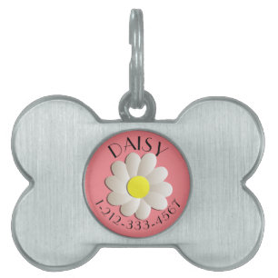 CUSTOM FLORAL DAISTIFICATION DOG TAG PINK TIERMARKE