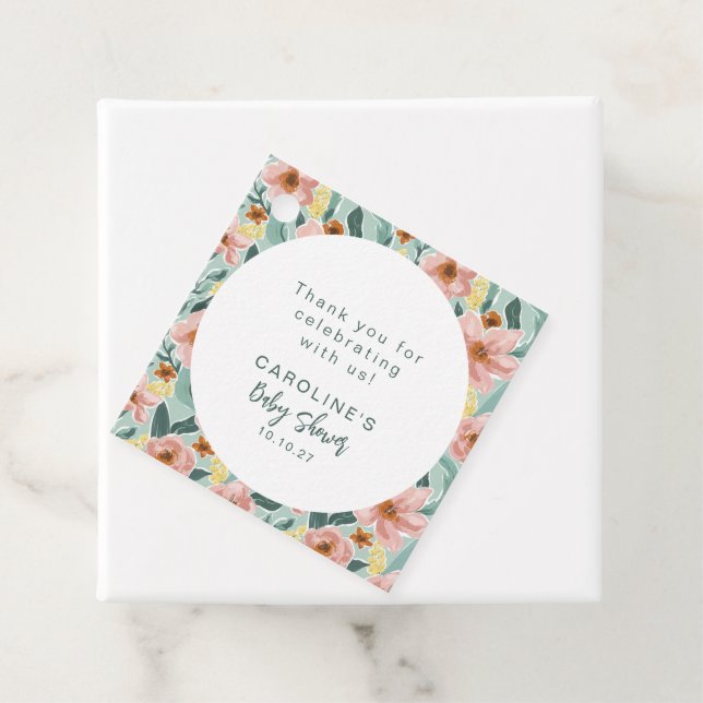 Custom Floral Garden Green Baby Dusche Vielen Dank Geschenkanhänger (Beispiel)