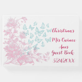Custom Floral Girly Mis Quince Anos Keepake Gästebuch
