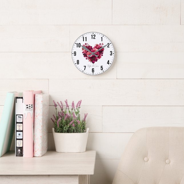 Custom Floral Heft Wall Clock - Einzigartiges Gesc Runde Wanduhr (Lesesaal)