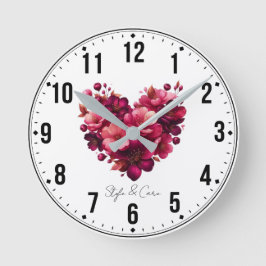 Custom Floral Heft Wall Clock - Einzigartiges Gesc Runde Wanduhr