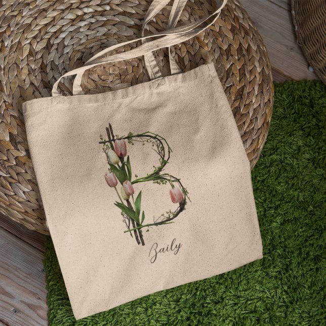 Custom Floral Letter 'B' - Personalisiertes Gesche Tragetasche (Von Creator hochgeladen)
