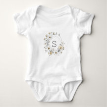 Custom Floral Monogram Baby Boho Sage Green