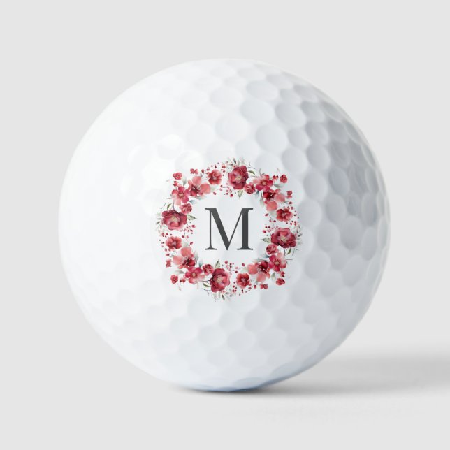 Custom Floral Monogram Golfball (Vorderseite)