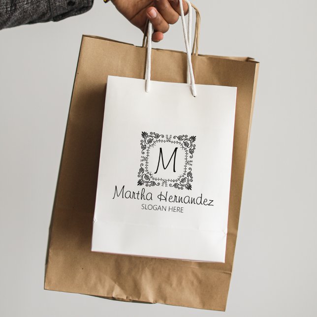 Custom Floral Monogram, Small Business Large Gummistempel (Von Creator hochgeladen)