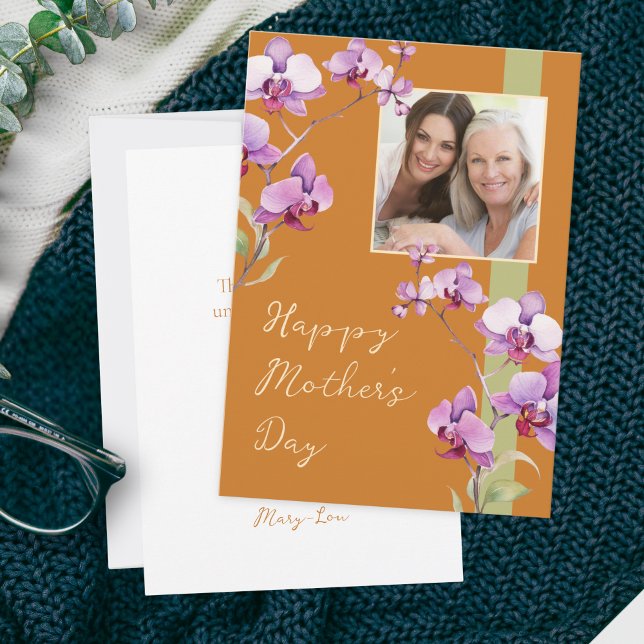 Custom Floral Mother's Day Photo card Karte (Von Creator hochgeladen)