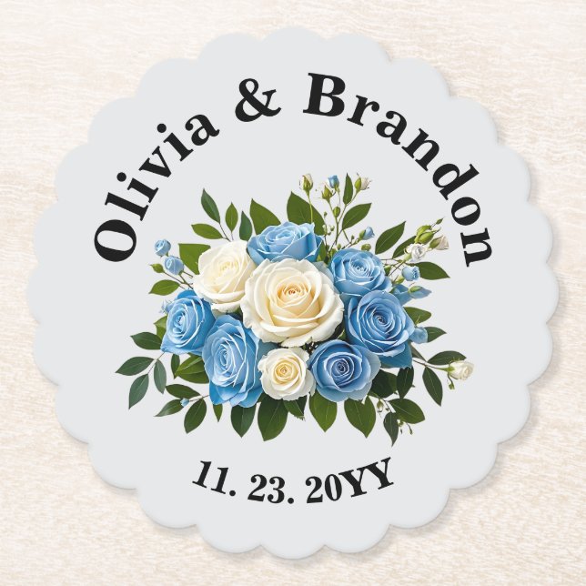 Custom Floral Paper Untersetzer for Weddings (Vorderseite)
