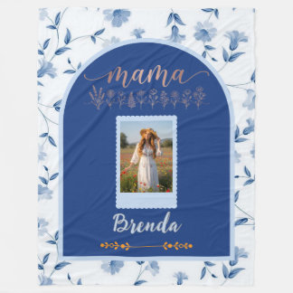Custom Floral Photo Blanket - "MAMA" Birth Flower Fleecedecke