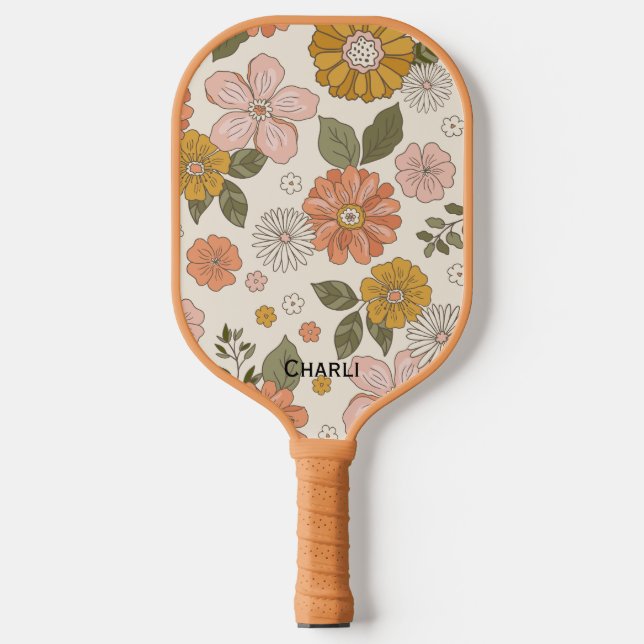 Custom Floral Pickleball Paddle Beautiful Retro (Vorderseite)