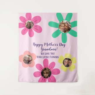 Custom Floral Pink Oma Foto Geschenk 5 Bilder Wandteppich