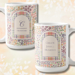 Custom Floral Plaid Mug – Custom Name & Quote