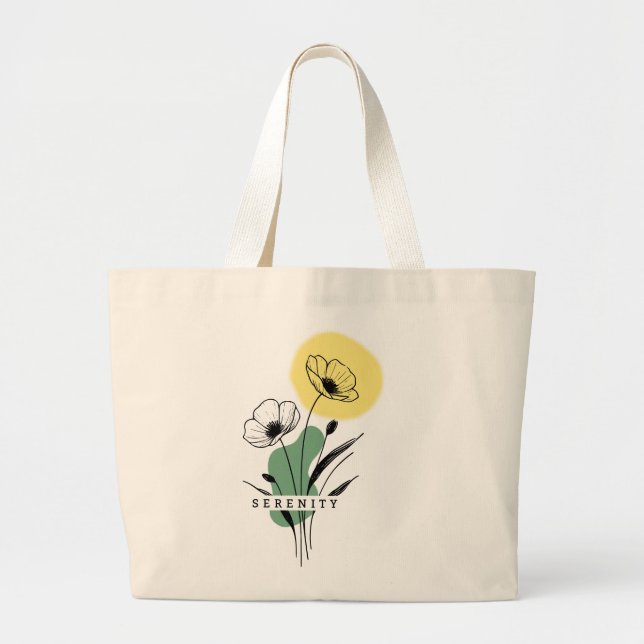 Custom Floral Poppy Serenity Jumbo Tote Bag Jumbo Stoffbeutel (Vorne)