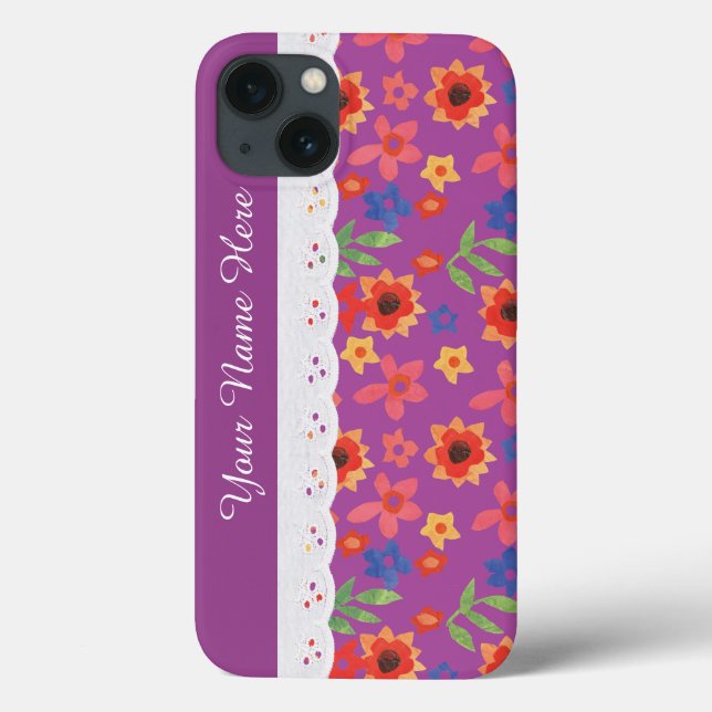 Custom Floral Print Magenta Samsung Galaxy Hinweis Case-Mate iPhone Hülle (Rückseite)
