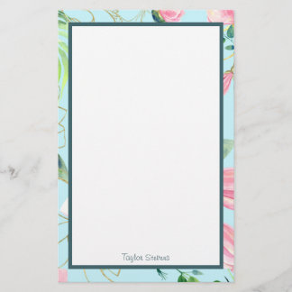 Custom Floral Stationery Briefpapier