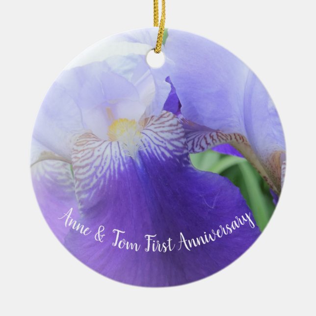 Custom Floral Wedding Anniversary Ornament (Vorne)
