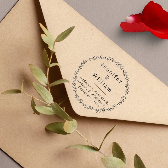 Custom Floral Wreath Rücksendeadresse Gummistempel (Von Creator hochgeladen)