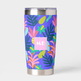 Custom florblue monogram Thermal Tumbler Thermobecher