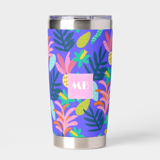 Custom florblue monogram Thermal Tumbler Thermobecher (Vorderseite)