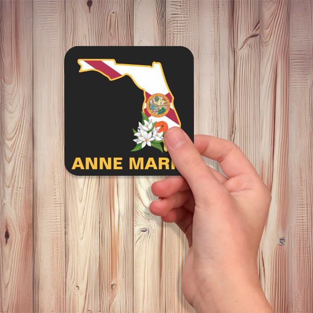 Custom Florida Flag Staat Blume Orange Blossom Quadratischer Aufkleber (Von Creator hochgeladen)