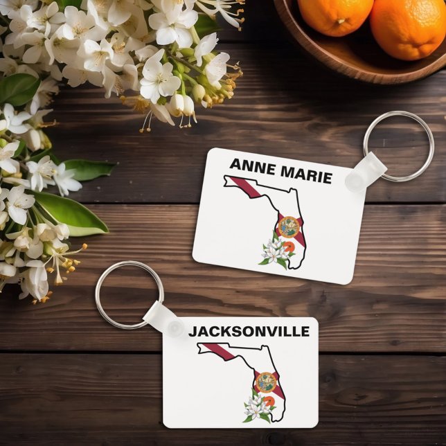 Custom Florida Flag Staat Blume Orange Blossom Schlüsselanhänger (Von Creator hochgeladen)