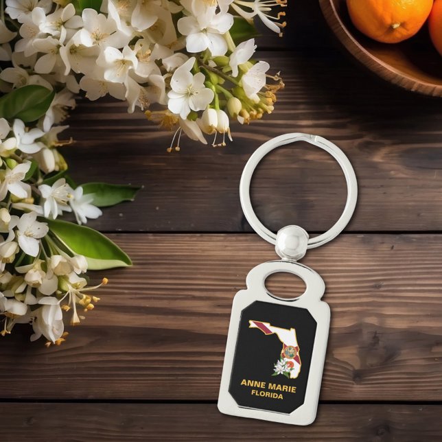 Custom Florida Flag Staat Blume Orange Blossom Schlüsselanhänger (Von Creator hochgeladen)