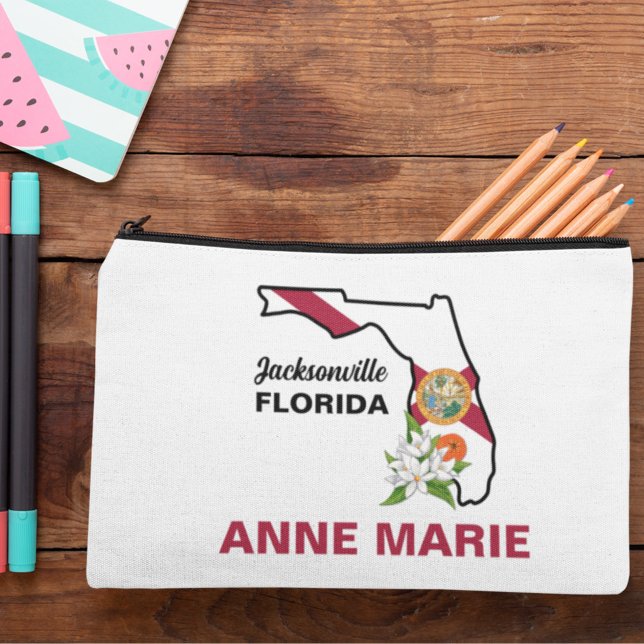 Custom Florida Flag Staat Blume Orange Blossom Zubehörtasche (Von Creator hochgeladen)