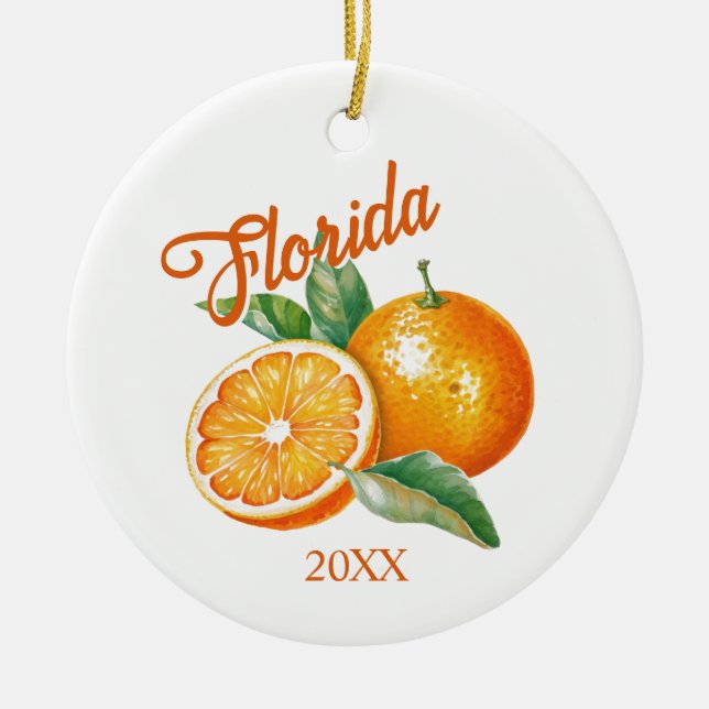 Custom Florida Orange Keramik Ornament (Vorne)