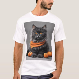 Custom Fluffy Gray Halloween Katzenweißer T - Shir T-Shirt