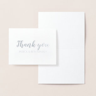 Custom Foil Silver Wedding Name Dankeschön Karte