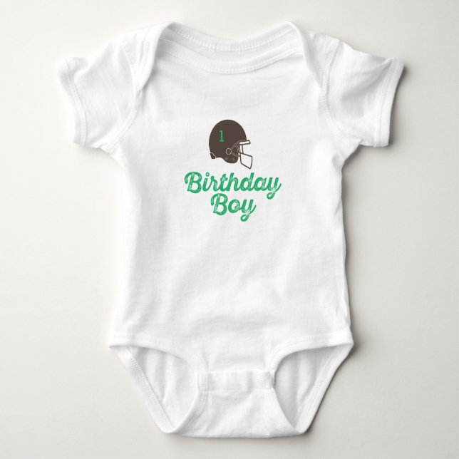 Custom Football First Geburtstag Baby Strampler (Vorderseite)