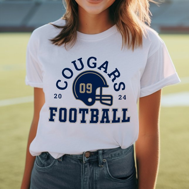 Custom Football Mama Navy Blue and Gold Team Tri-Blend Shirt (Von Creator hochgeladen)