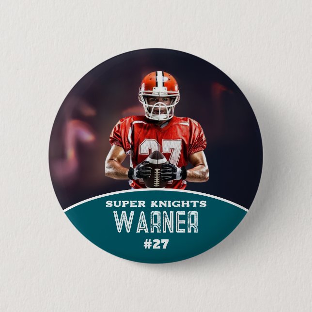 Custom Football Photo and Name Sports Button (Vorderseite)