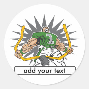 Custom Football Player Green Runder Aufkleber