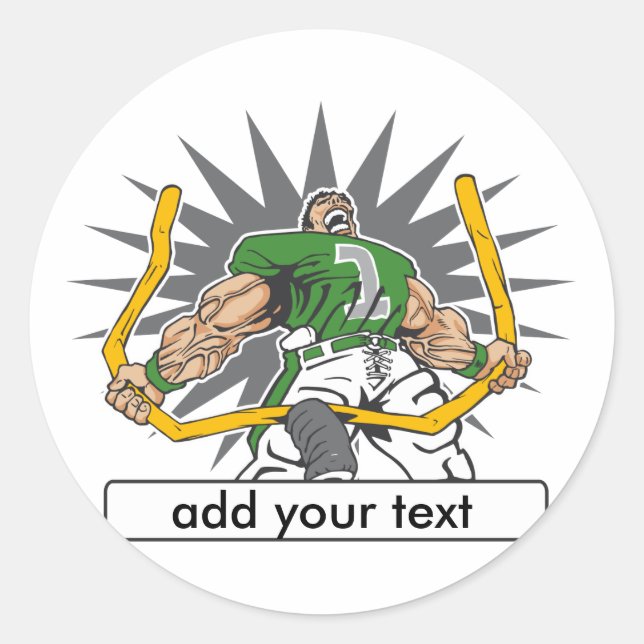 Custom Football Player Green Runder Aufkleber (Vorderseite)