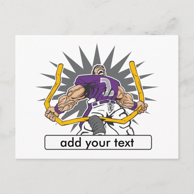 Custom Football Player Lila Postkarte (Vorderseite)