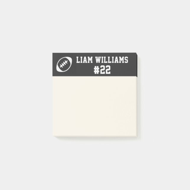 Custom Football Player Name & Number Black Trendy  Post-it Klebezettel (Vorderseite)