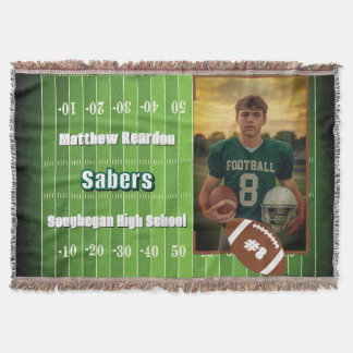Custom Football Player Photo Name Team Jersey Decke
