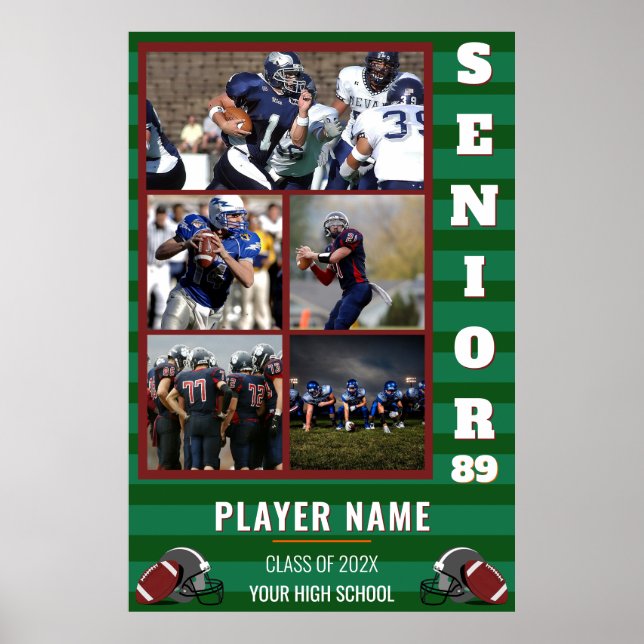 Custom Football Senior Foto Collage Poster (Vorne)